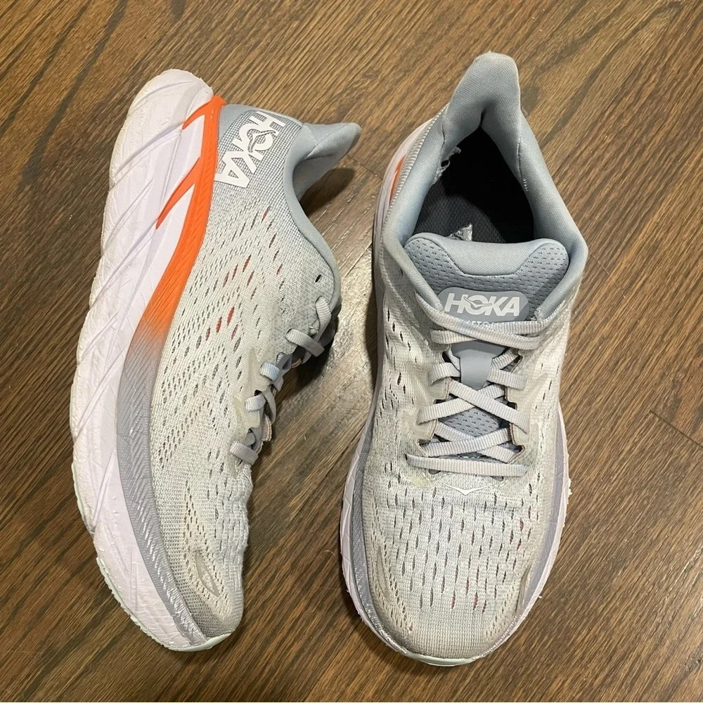 HOKA ONE ONE Clifton 8 Running Shoe Blue Fog Plein Air Women’s Size 7B